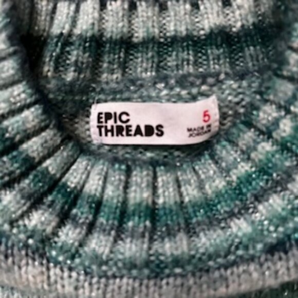 🧡3/15 Epic Threads Space-Dyed Stripes Mock-Neck Sparkle Sweater Kids 5 - Picture 4 of 8